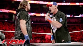 john cena and aj styles make their wrestlemania-worthy dream match official: raw, june 13, 2016