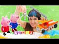 Машина и свинка Пеппа. Видео для детей с игрушками. Давай почитаем с Машей Капуки