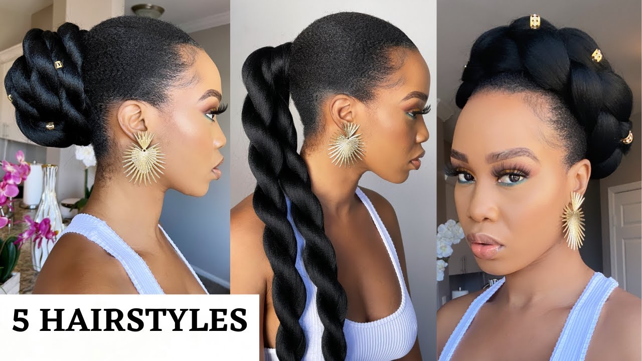 🔥5 QUICK & EASY HAIRSTYLES USING BRAIDING HAIR / Protective Style / Tupo1  - YouTube