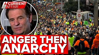 CFMEU boss speaks out over 'distressing' protest in Melbourne | A Current Affair