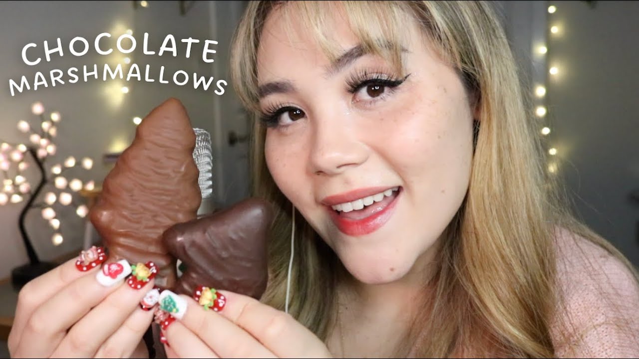 ASMR Eating Chocolate Covered Marshmallows 🍫✨  Sticky, cupped eating sounds, mouth sounds, whispered