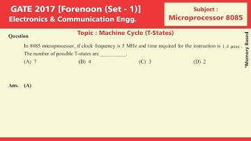 GATE 2017 Solution, Set 1, Electronics & Comm. Engg. | Microprocessor 8085