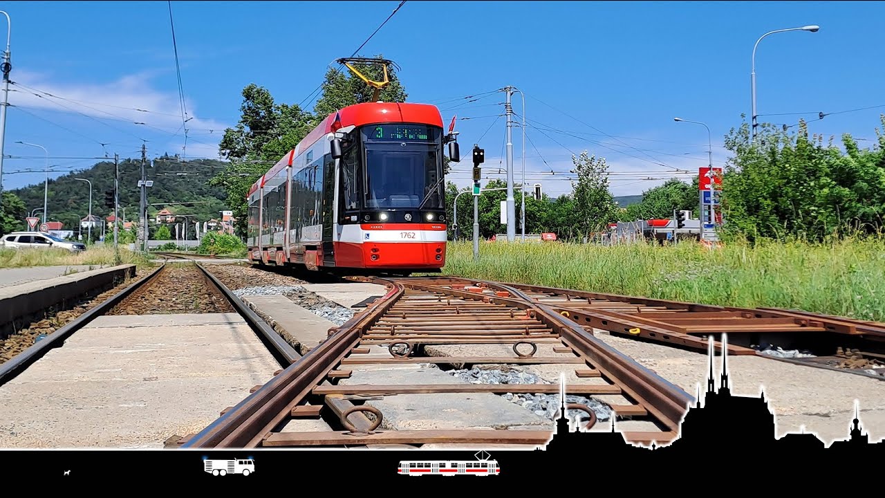 Nástup v Medlánkách a úvrať na Kamenolomu 🚋 Cab view tram Brno