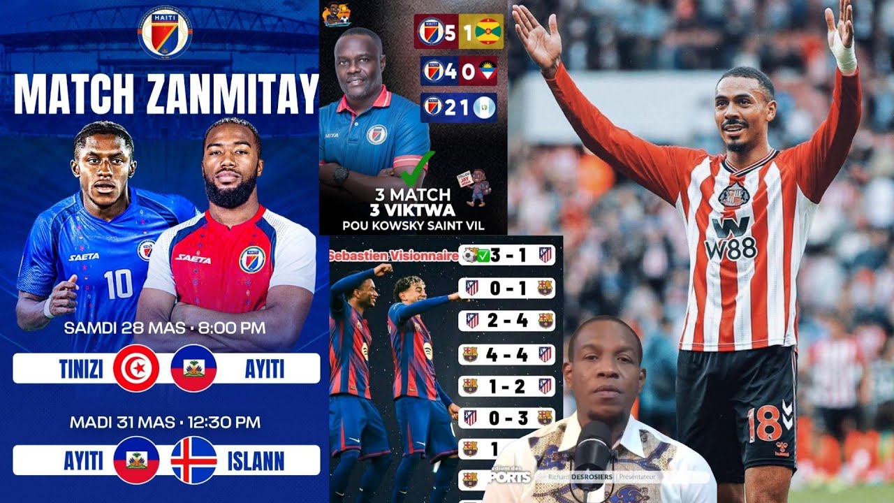 Men kisa Haití pare pou tinisie ak islande Wilson isidor pale de Match yo/ayisyen pare/barca vs ATM 