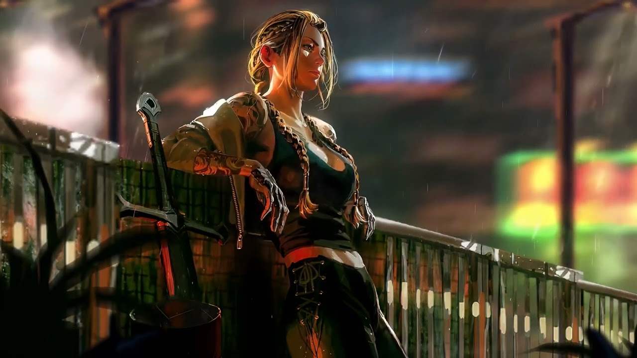 cyberpunk girl rain | live 4K wallpaper