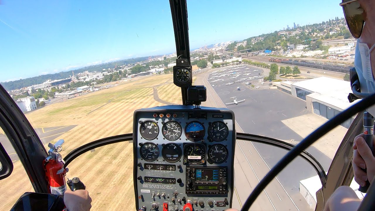 Departing Boeing Field toward Bellevue: Back in the helicopter!