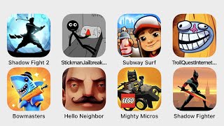 Shadow Fight 2, Stickman Jailbreak Escape 2, Subway Surfers, Troll Quest Internet Memes, Bowmasters