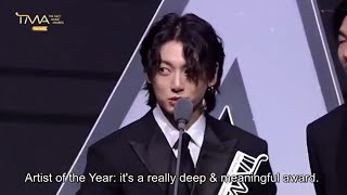BTS TMA Awards 2022 Artist Of The Year Acceptance Speech Full Eng Sub