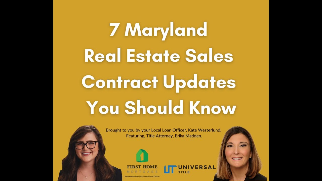 7 Maryland Real Estate Sales Contract Updates You Should Know YouTube