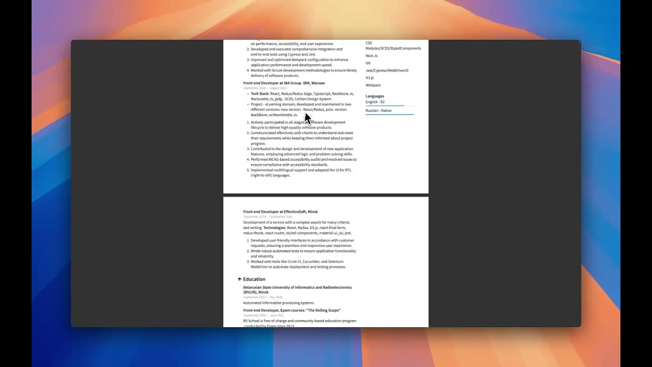 Прожарка резюме для FAANG 🔥 – Frontend Developer (React/Redux/JS/TS) 👨🏼‍💻