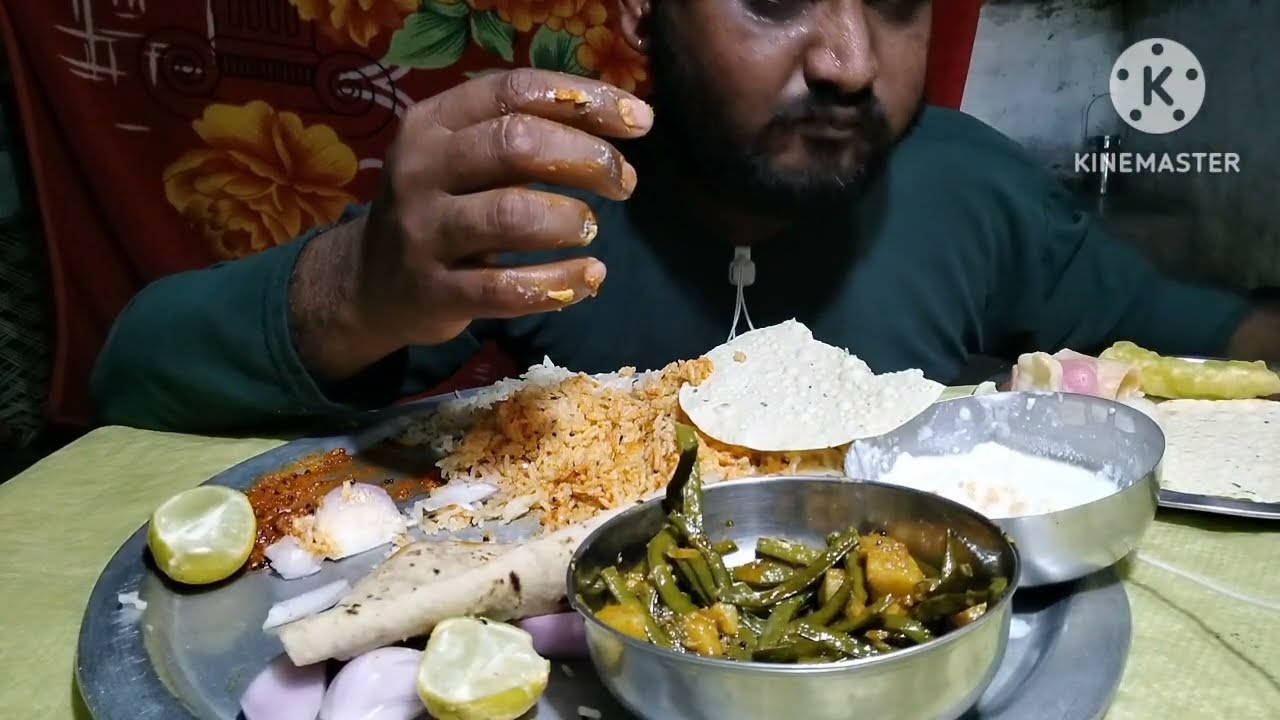 🔥 तिखी लहसुन की चटनी वाली स्पेशल थाली | ज़ीरा राइस, रोटी, दही नमकीन & पापड़#desifood #food #papad 