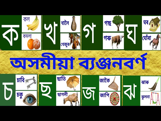 ASSAMESE ALPHABET/ASSAMESE LETTER/BYONJANBORNA/ব্যঞ্জনবৰ্ণ/ASSAMESE কখগঘ/ক খ গ ঘ/ অসমীয়া বৰ্ণমালা class=