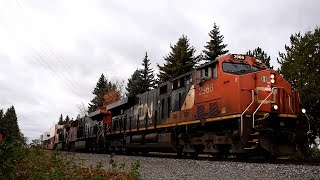 Friendly Crew on a Monster Stack Train CN 120 at Moncton, NB - All Containers