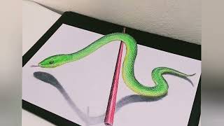 طريقة رسم ثعبان ثلاثي الأبعاد خطوة بخطوة من البداية /how to draw a snake 3D /3D easy /تعليم الرسم