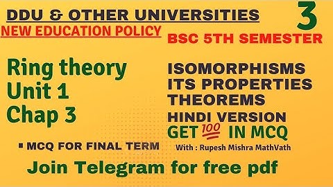 Ring theory | BSc 5th semester | Isomorphism | Homomorphism | #mcq | #ddu | #mathvath |