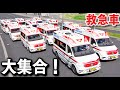 【GTA5】日本風救急車が大集合する!ドンク仕様のスクールバスとカーチェイスする!逃走車を30台以上の救急車が大追跡する!│警察官になる【ほぅ】