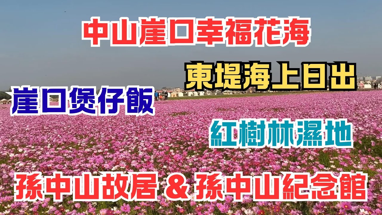 103 中山崖口幸福花海 🫕崖口煲仔飯 🌅東堤海上日出 🌲紅樹林濕地 🏠孫中山故居 🏦孫中山紀念館