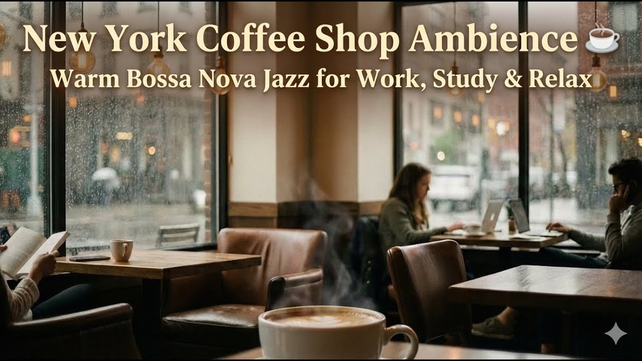 New York Coffee Shop Ambience ☕Warm Bossa Nova Jazz for Work, Study & Relax