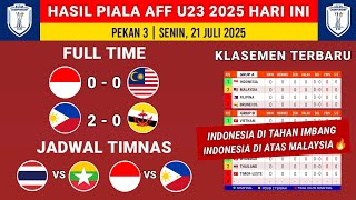 Hasil Piala AFF U23 2025 - Indonesia vs Malaysia - Klasemen Piala AFF U23 2025 Terbaru Hari ini