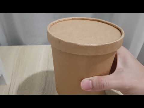 Disposable Kraft Brown Paper Porridge/Soup Tub Bowls Food Packaging Container with Kraft Lid 汤桶/杯