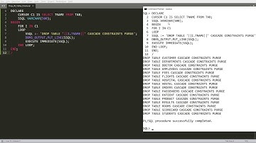 SQL Script to Drop All the Created tables in Oracle including parent tables