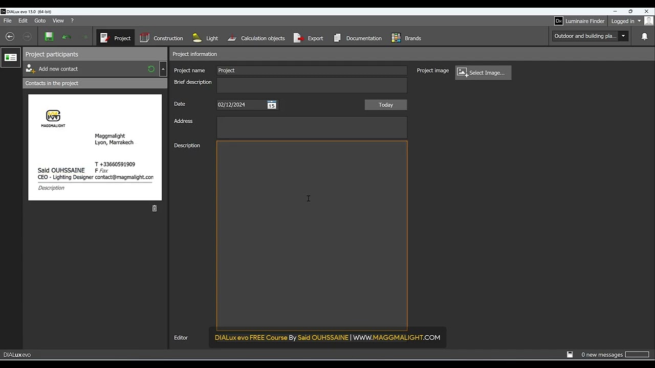 11 - DIALux evo FREE Course : PROJECT INFO