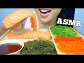 ASMR GIANT SALMON SUSHI NIGIRI + TOBIKO EGGS + SEAGRAPES (SATISFYING CRUNCH) NO TALKING | SAS-ASMR