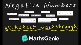 Negative Numbers Worksheet