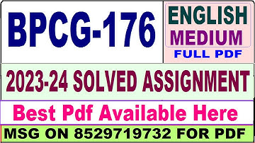 bpcg 176 solved assignment 2023-24 || bpcg 176 solved assignment 2024 in English || bpcg 176 english