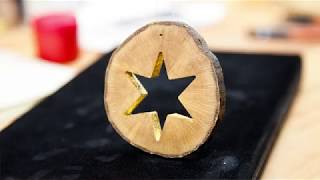 Weihnachtsstern Vergolden Mit 24 Karat Blattgold, Buchen Holz Rasch-Design.com Werbung