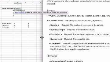 Hypergeometric Distributions Using Excel