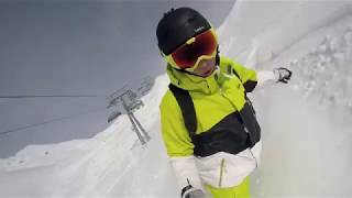 Snowboarding in powder