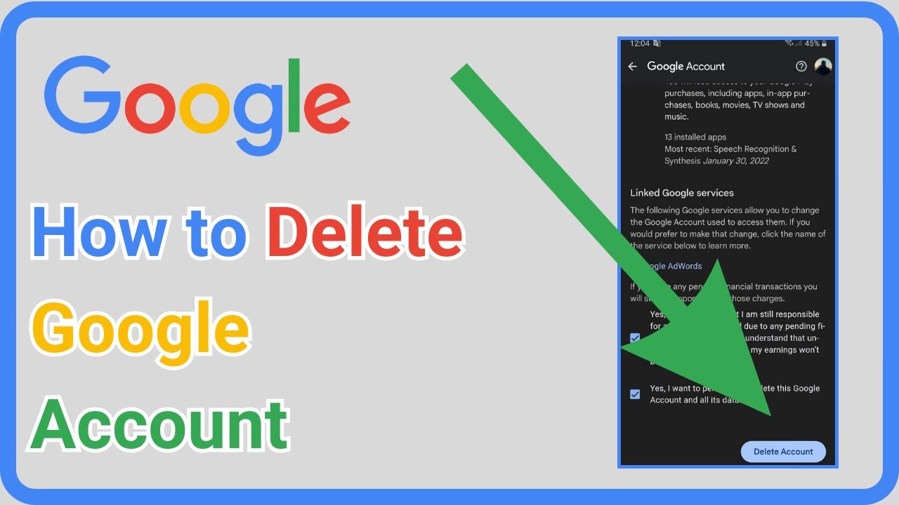 How to Delete Google Account Permanently on Android 2023 - YouTube