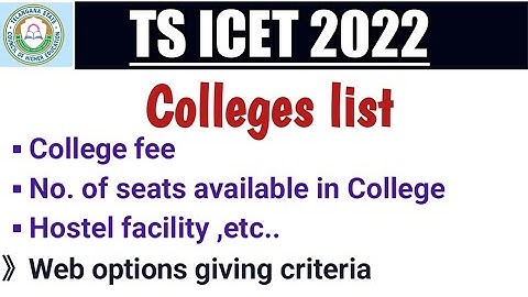 TS ICET 2022 Colleges list ||TS MBA & MCA colleges list ||Web options giving criteria.