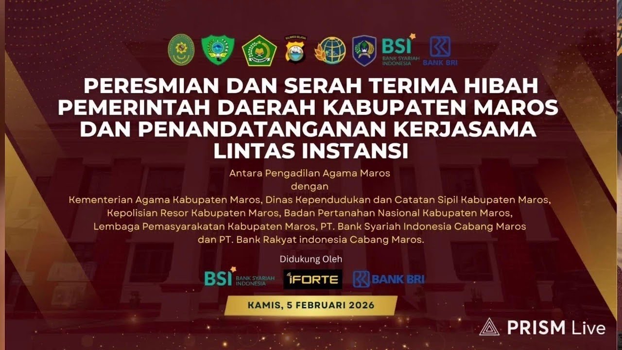 Live Pengadilan Agama Maros Kelas 1BISerah Terima Hibah Pemkab Maros dan MO Lintas Instansi