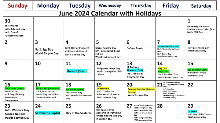 June 2024 Calendar with Holidays