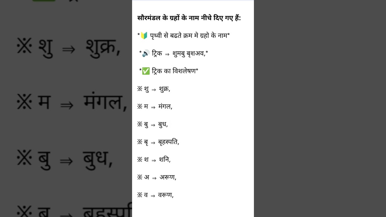 ग्रहो का नाम ,सौरमंडल के ग्रहों के नाम names of planets in the solar system