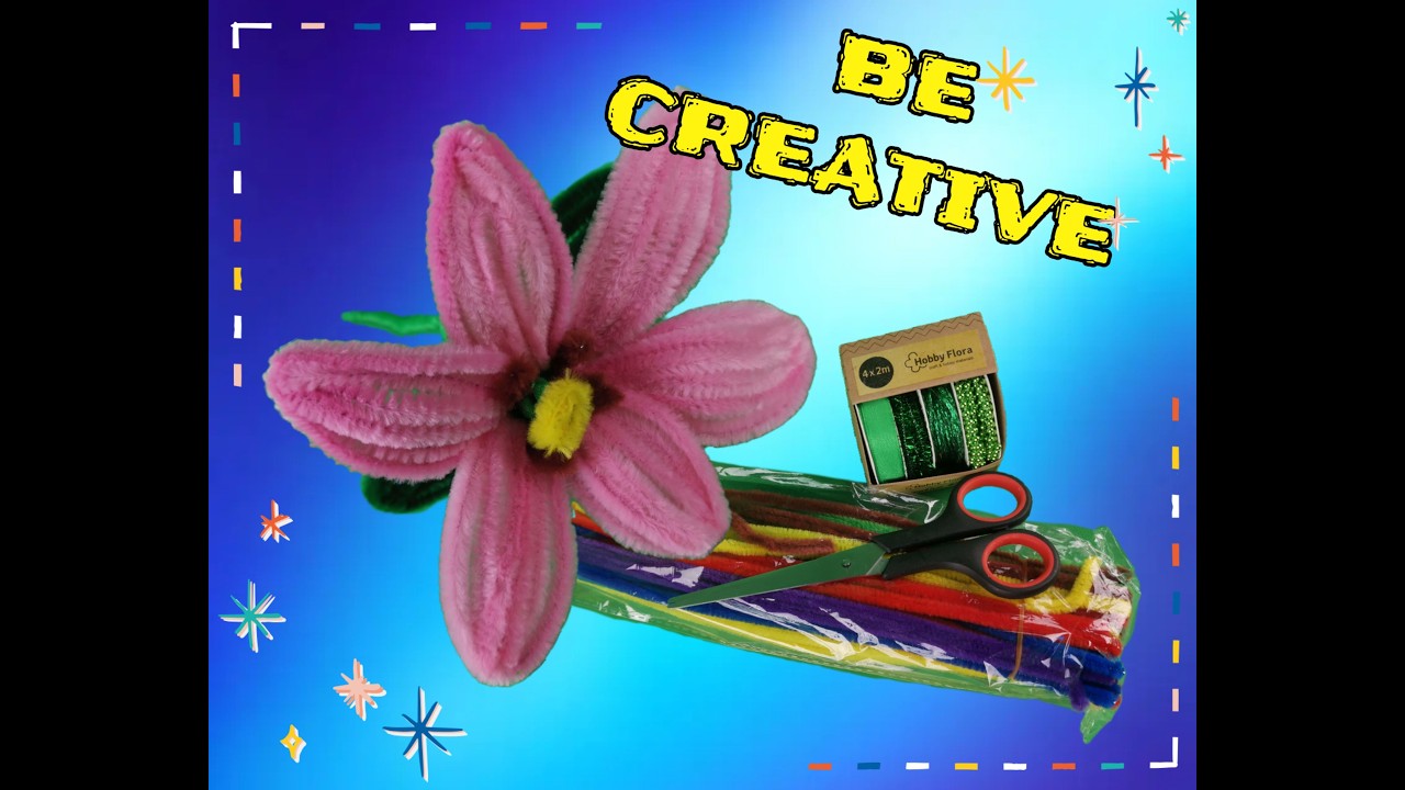 Handmade DIY, Pipe Cleaner Lily Flower, Gift, How to make easy Tutorial, Pfeifenreiniger-Lilie,Blume