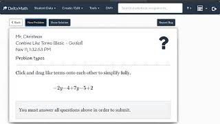 DeltaMath Like Terms