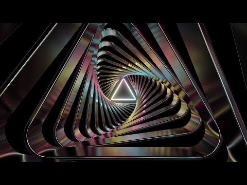 Spinning Metallic Triangles Illuminated By Glowing Triangle Neon Core 4K Moving Wallpaper Background