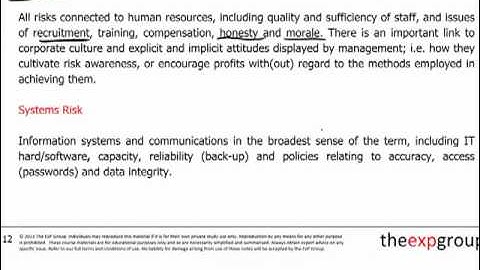 CIMA P3 - 2 Risk and internal control part 1