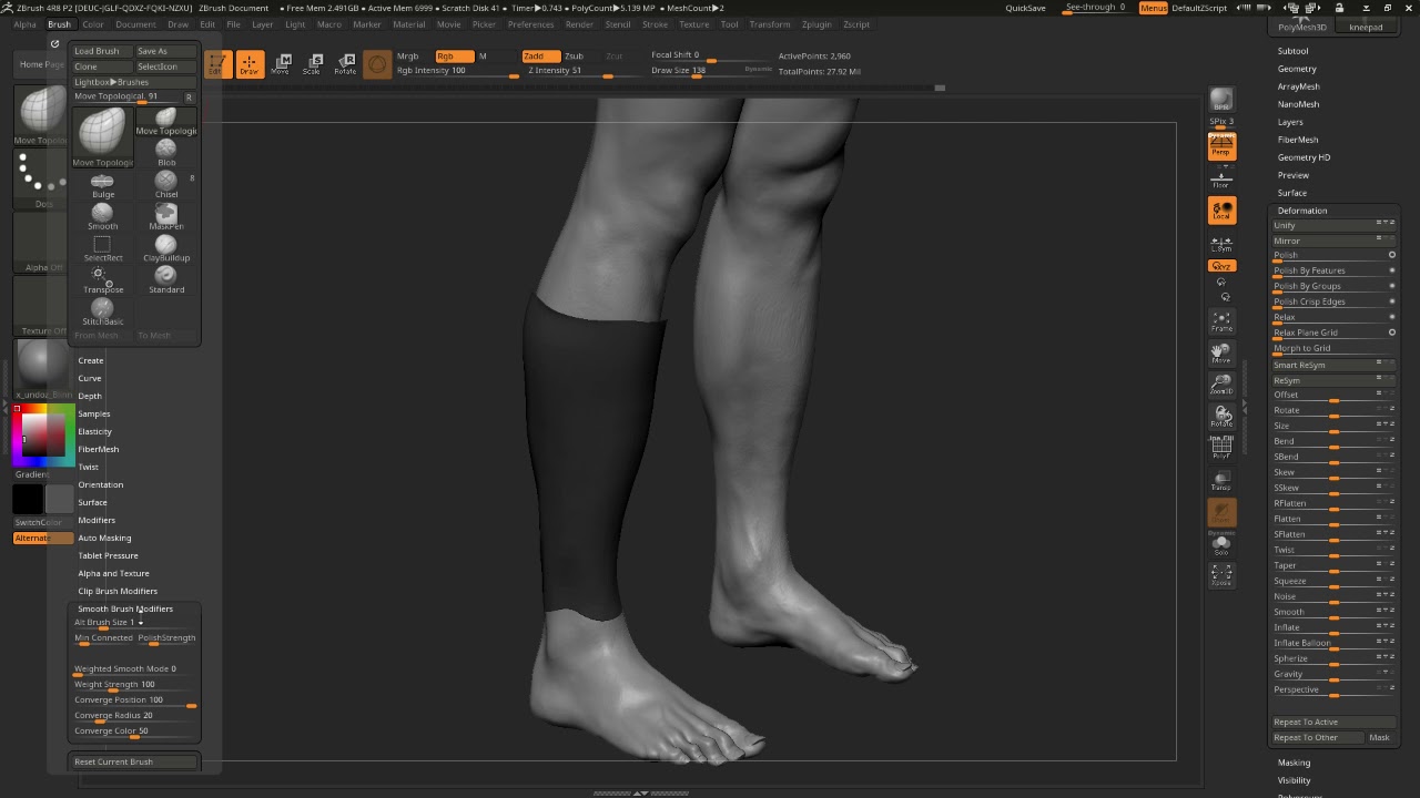 how to freeze borders when smoothing zbrush