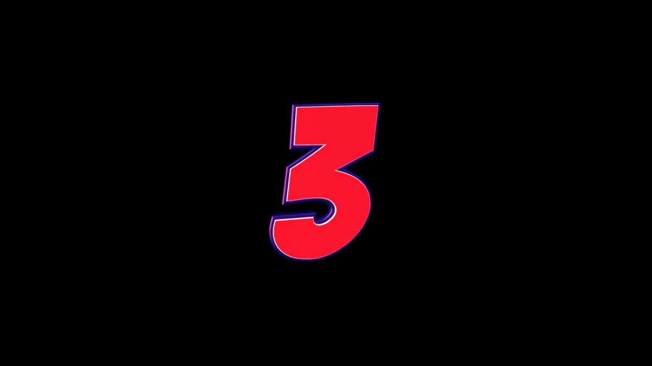 3 three number comic text animation