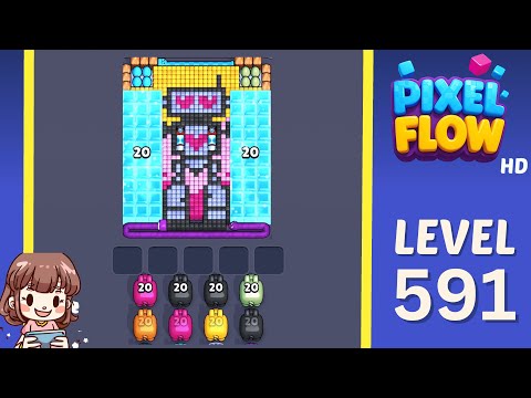 Pixel Flow Level 591 Solution Walkthrough