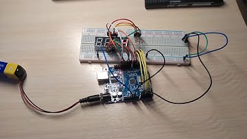 arduino и датчик температуры, 4 разрядный 7 сегментный индикатор(для вывода температуры)