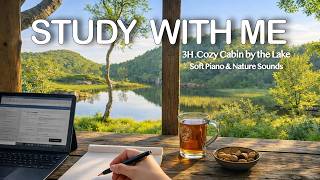 3-Hour Study With Me in a Cozy Cabin | Soft Piano Music & Nature Sounds | Pomodoro 50/10 screenshot 5