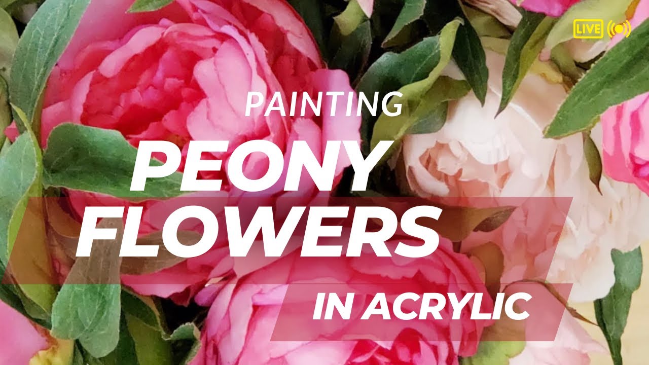 how to paint a pink peony flower in acrylic - YouTube