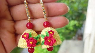 How to make easy Crochet Jhumka Tutorial | DIY CROCHET EARRINGS | झुमकी की नई आसान और खूबसूरत डिजाइन