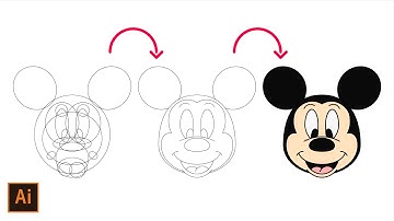 How To Draw Mickey Mouse in adobe illustrator tutorial