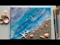 Epoxy Resin Art, Resin Seascape Painting, Real SAND & SHELLS, Step by Step Tutorial, Resin Ocean Art